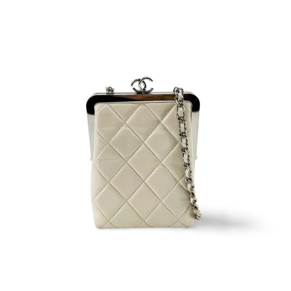 Chanel Mini Chain Flap Clutch White